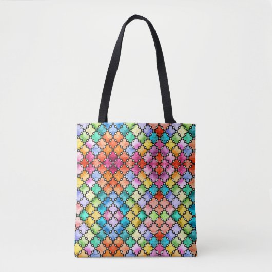 Regenboog mozaïek patroon tote bag (Voorkant)