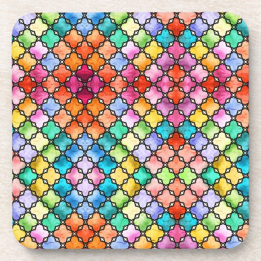 Regenboog mozaïekpatroon bier onderzetter (Voorkant)