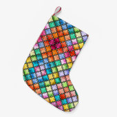 Regenboog mozaïekpatroon kleine kerstsok (Voorkant (Hangend))