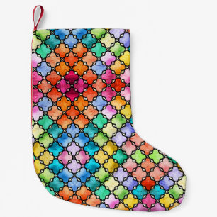 Regenboog mozaïekpatroon kleine kerstsok