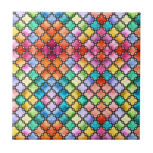 Regenboog mozaïekpatroon tegeltje (Voorkant)
