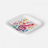 Regenboog muzieknoten met oogbollen papieren bordje (Gebogen)