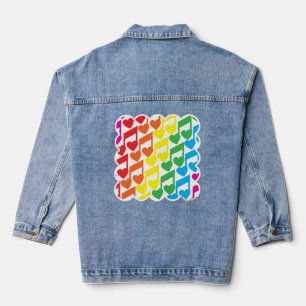 Regenboog muzieknoten Schattig Patroon Denim Jacket