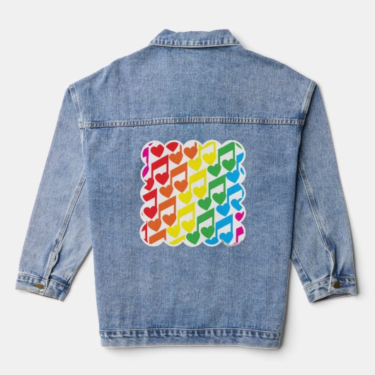 Regenboog muzieknoten Schattig Patroon Denim Jacket (Achterkant)