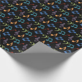 Regenboog Muzieknoten (zwarte achtergrond) Cadeaupapier (Hoek)