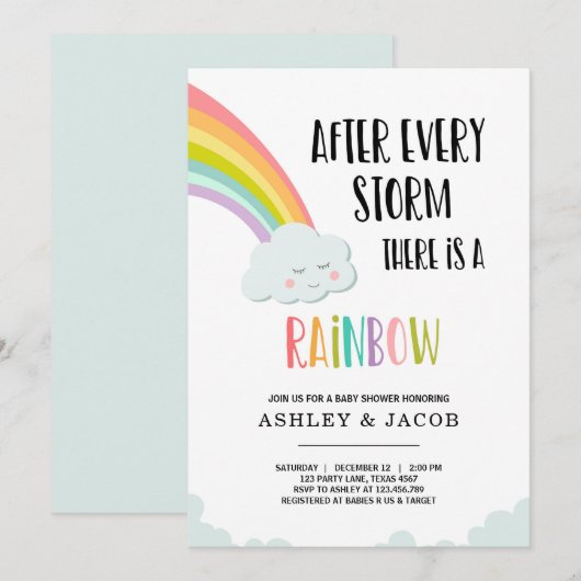 Regenboog na een uitnodiging tot het Baby shower v (Voorkant / Achterkant)