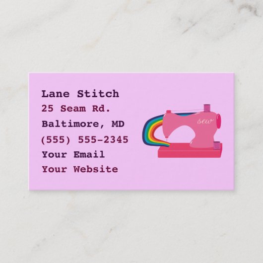 Regenboog Naaimachine Visitekaartjes (Voorkant)