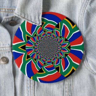 Regenboog Natie: Levensechte Zuid-Afrika Kunstprin Ronde Button 6,0 Cm