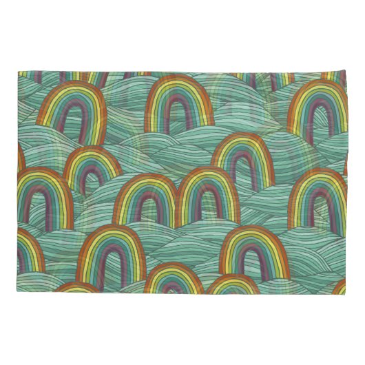 Regenboog Natuur: Handgetekende  compositie Kussensloop (Achterkant)