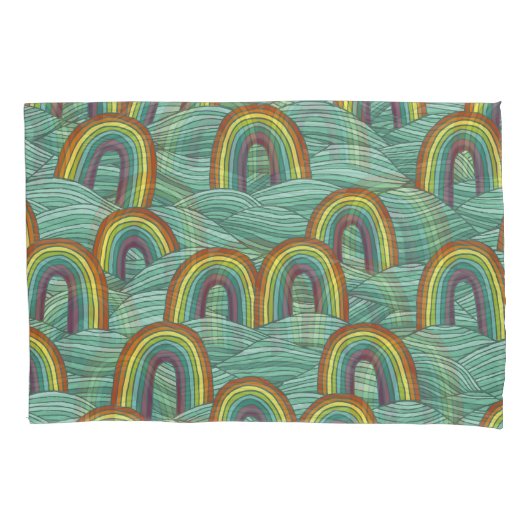 Regenboog Natuur: Handgetekende compositie Kussensloop (Voorkant)