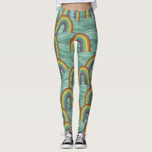 Regenboog Natuur: Handgetekende compositie Leggings