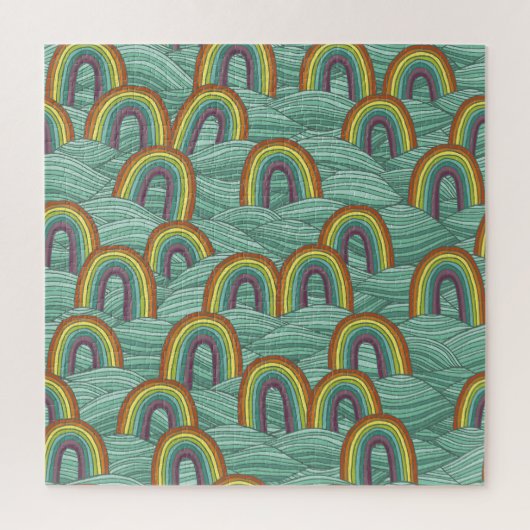 Regenboog Natuur: Handgetekende compositie Legpuzzel (Verticaal)