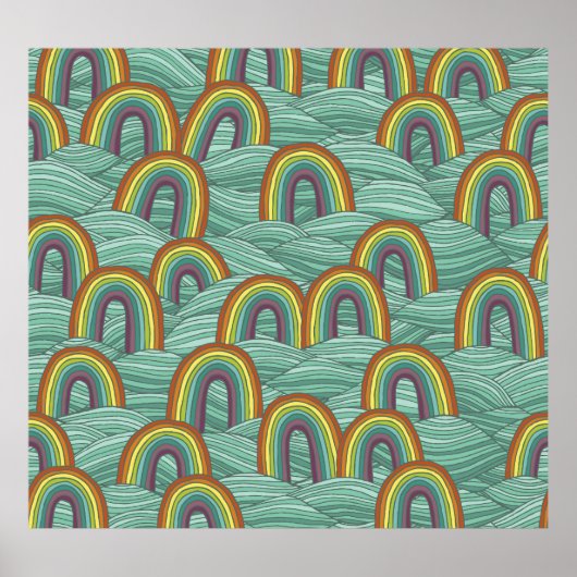 Regenboog Natuur: Handgetekende compositie Poster (Voorkant)