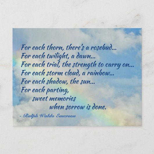 Regenboog Natuur Poëzie Emerson Citaat Sympathie Briefkaart (Voorkant)