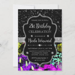 Regenboog Neon Abstract Glitter 21e Verjaardag Kaart