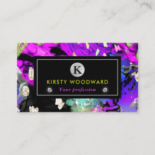 Regenboog Neon Abstract Glitter Visitekaartje