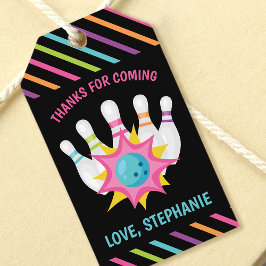 Regenboog Neon Bowling Verjaardagsfeest Favor Tagg Cadeaulabel