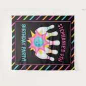 Regenboog Neon Bowling Verjaardagsfeest Foto Achte Wandkleed (Voorkant (horizontaal))