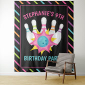 Regenboog Neon Bowling Verjaardagsfeest Foto Achte Wandkleed (In situ)