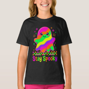 Regenboog Neon Geesten Blijven Griezelig Kleurrijk T-shirt
