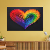 Regenboog Neon Gequilte Hart Poster Canvas Afdruk (Insitu (Woonkamer))