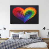 Regenboog Neon Gequilte Hart Poster Canvas Afdruk (Insitu (Slaapkamer))