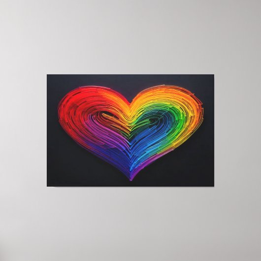 Regenboog Neon Gequilte Hart Poster Canvas Afdruk (Voorkant)