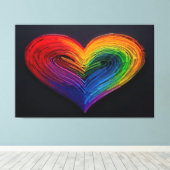 Regenboog Neon Gequilte Hart Poster Canvas Afdruk (Insitu (Houten vloer))
