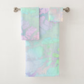 Regenboog Neon Iriserend Metallic Glitter Marmer Bad Handdoek (Insitu)