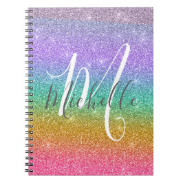 Regenboog nep glitters persoonlijke monogram naam notitieboek