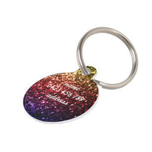 Regenboog nep glitters schittertjes Personaliseer Huisdierpenning
