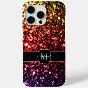 Regenboog nepschittertjes glitters bling Monogram iPhone 15 Pro Max Hoesje