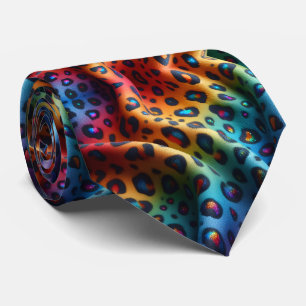 Regenboog nepzijde Luipaardprint heren Stropdas