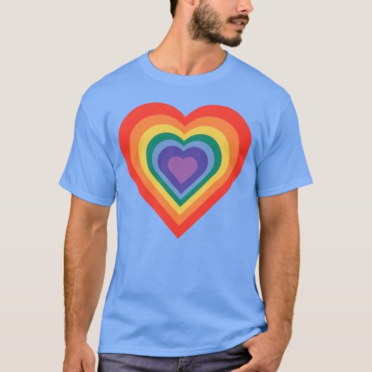 Regenboog Nestelend Hart retro T-shirt (Voorkant)