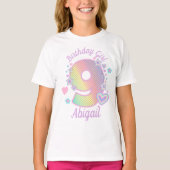 Regenboog Nineth Birthday Girl 9th Iridescent T-shirt (Voorkant)