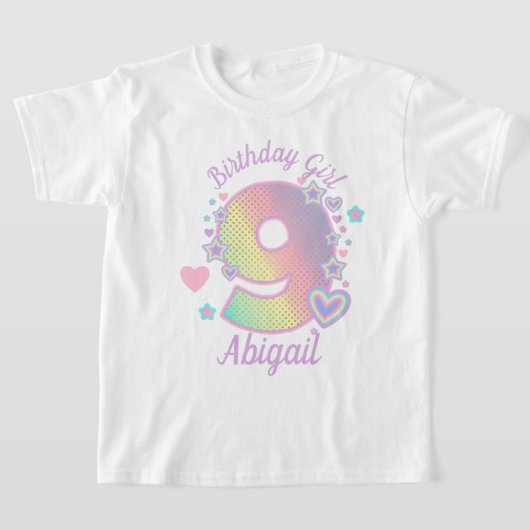 Regenboog Nineth Birthday Girl 9th Iridescent T-shirt (Laagn)