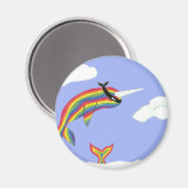 Regenboog Ninja Narwhal die vliegt Magneet (Voorkant / Achterkant)