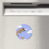 Regenboog Ninja Narwhal die vliegt Magneet (Insitu (Vaatwasser))