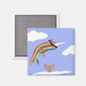 Regenboog Ninja Narwhal Magnet (Voorkant / Achterkant)