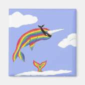 Regenboog Ninja Narwhal Magnet (Voorkant)