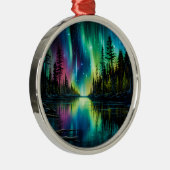 Regenboog Noorderlicht reflectie op water Metalen Ornament (Rechts)