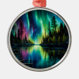Regenboog Noorderlicht reflectie op water Metalen Ornament