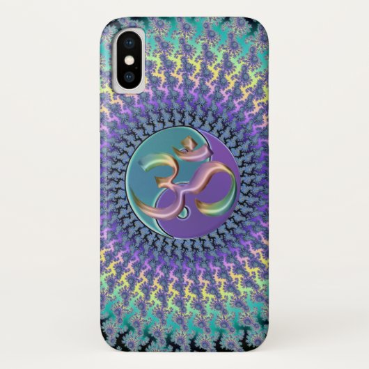 Regenboog Om Yin-Yang Fractal iPhone X Hoesje (Achterkant)