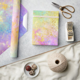Regenboog Ombre en Goud Vuur Opal Patroon Cadeaupapier