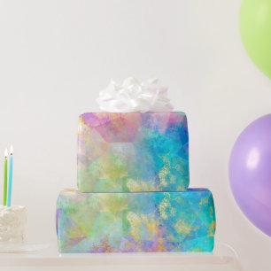 Regenboog Ombre en Goud Vuur Opal Patroon Cadeaupapier