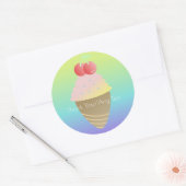 Regenboog Ombre Ijsje Ronde Sticker (Envelop)
