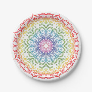 Regenboog Ombre Mandala Papieren Bordje