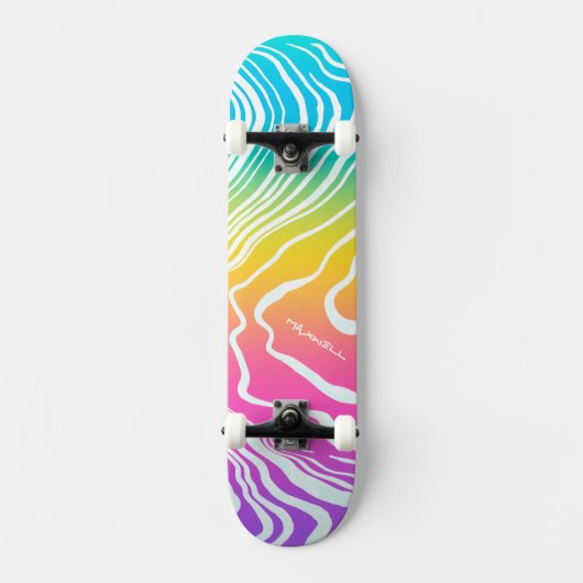 Regenboog Ombre Marmer Abstract Persoonlijk Skateboard (Voorkant)