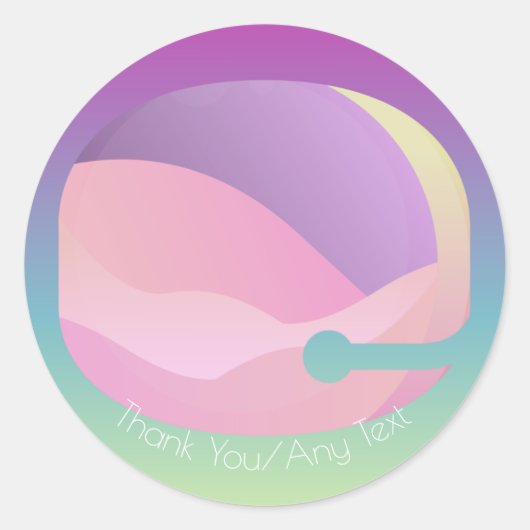Regenboog Ombre Ruimte Maan Ronde Sticker (Voorkant)