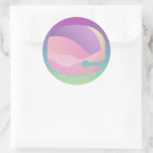 Regenboog Ombre Ruimte Maan Ronde Sticker (Tas)